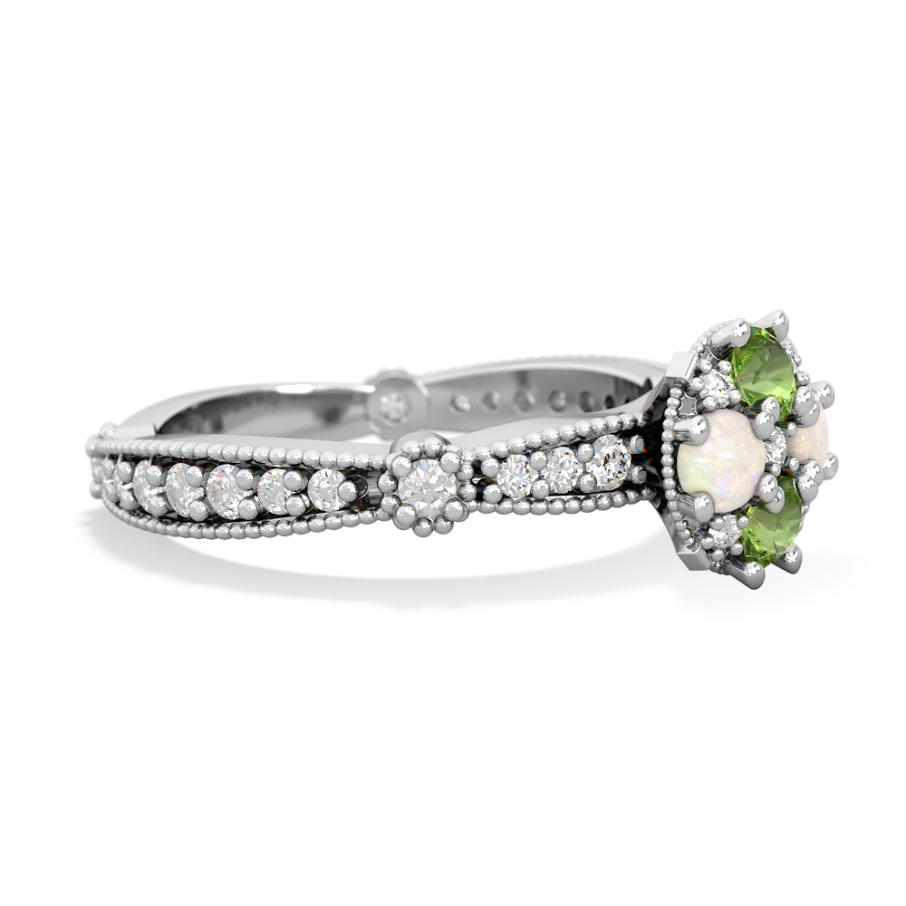 Peridot Sparkling Tiara Cluster 14K White Gold ring R26293RD