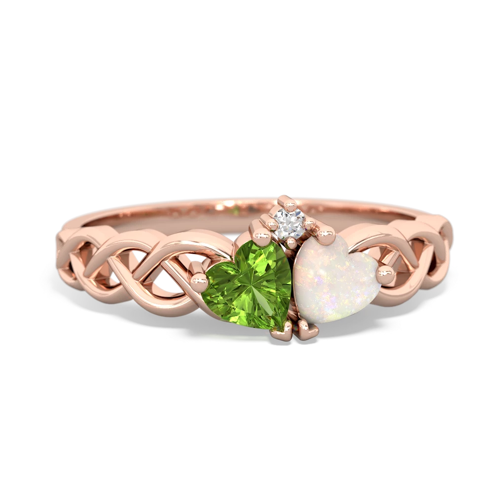 Peridot Heart To Heart Braid 14K Rose Gold ring R5870