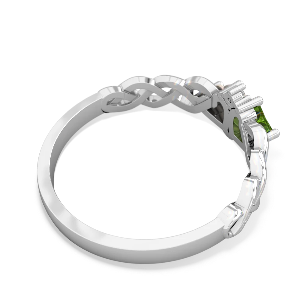 Peridot Heart To Heart Braid 14K White Gold ring R5870