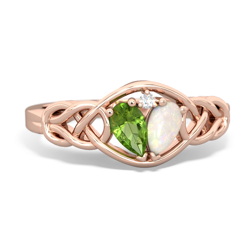 Peridot Celtic Love Knot 14K Rose Gold ring R5420