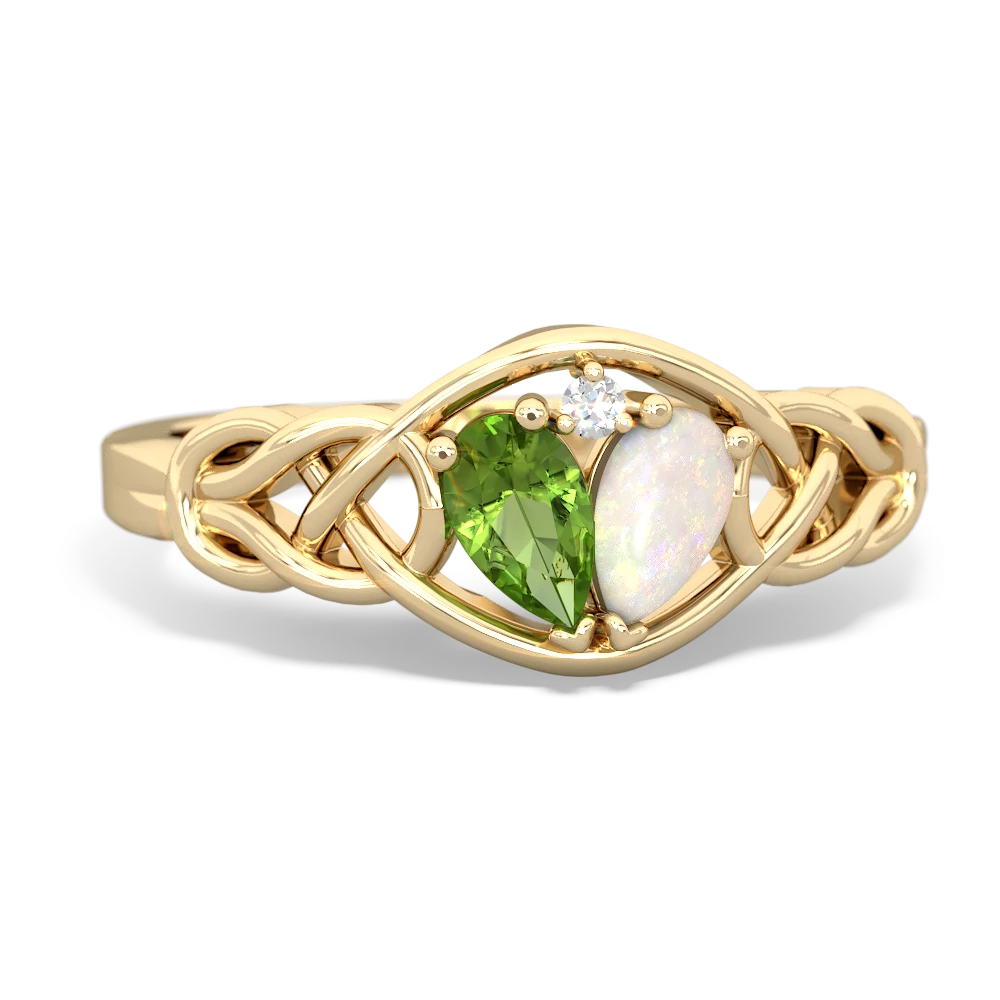 Peridot Celtic Love Knot 14K Yellow Gold ring R5420