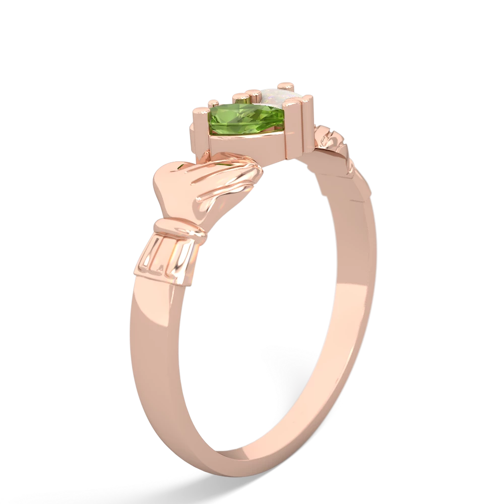 Peridot 'Our Heart' Claddagh 14K Rose Gold ring R2388