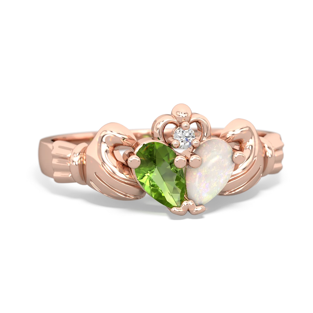 Peridot 'Our Heart' Claddagh 14K Rose Gold ring R2388