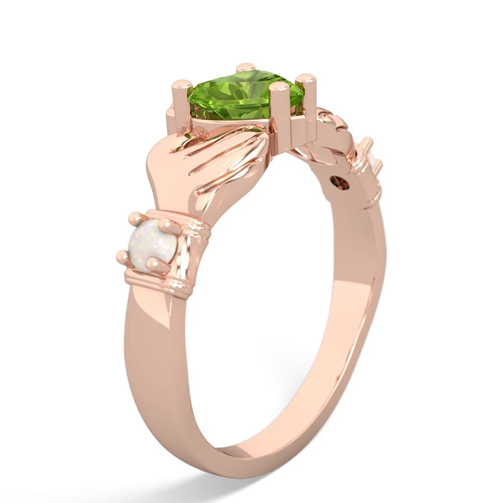 Peridot Claddagh Keepsake 14K Rose Gold ring R5245