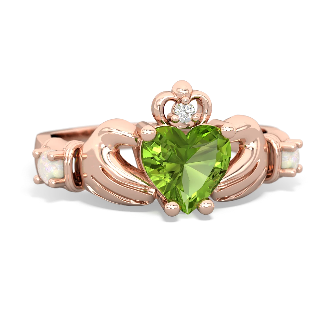 Peridot Claddagh Keepsake 14K Rose Gold ring R5245