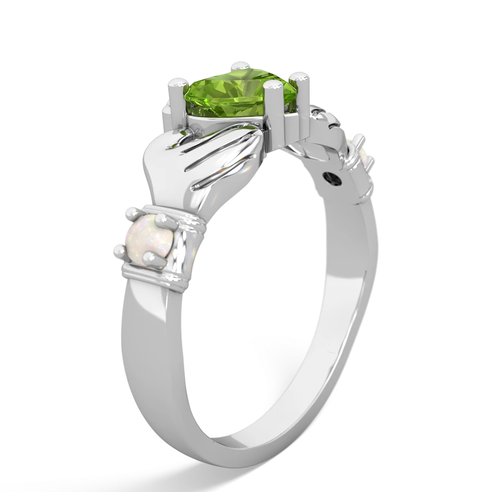 Peridot Claddagh Keepsake 14K White Gold ring R5245