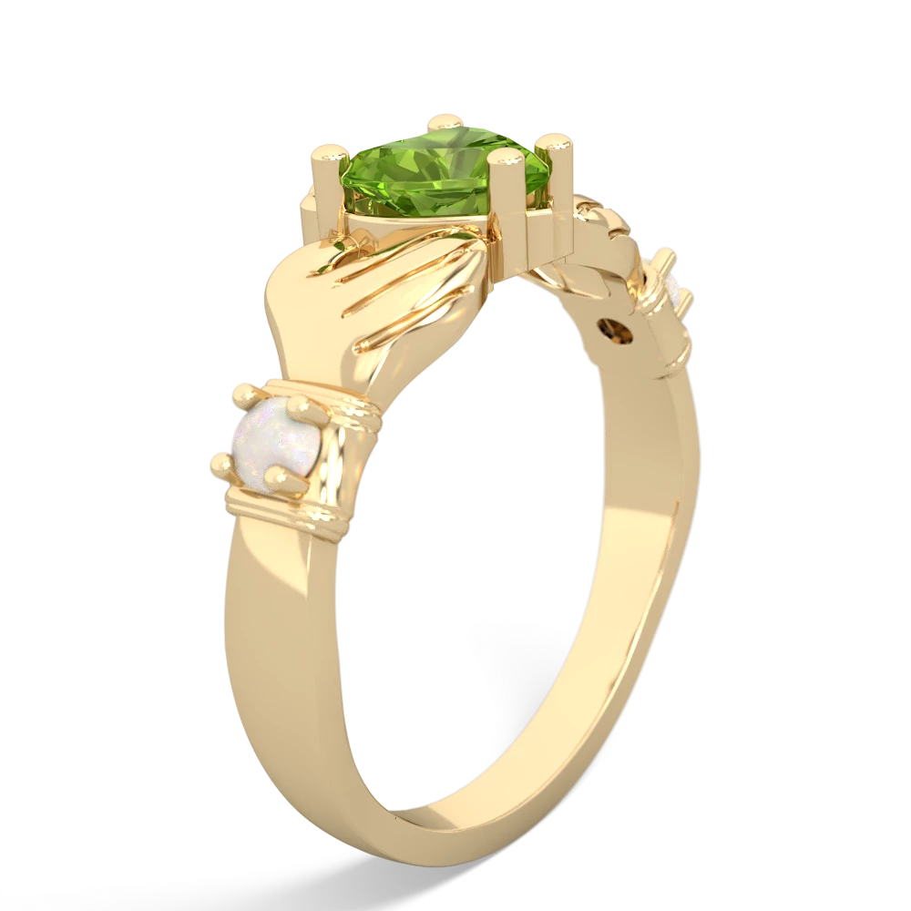 Peridot Claddagh Keepsake 14K Yellow Gold ring R5245