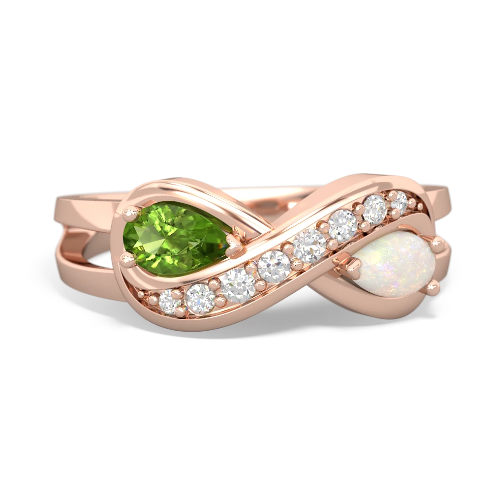 Peridot Diamond Infinity 14K Rose Gold ring R5390