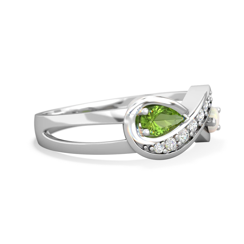 Peridot Diamond Infinity 14K White Gold ring R5390
