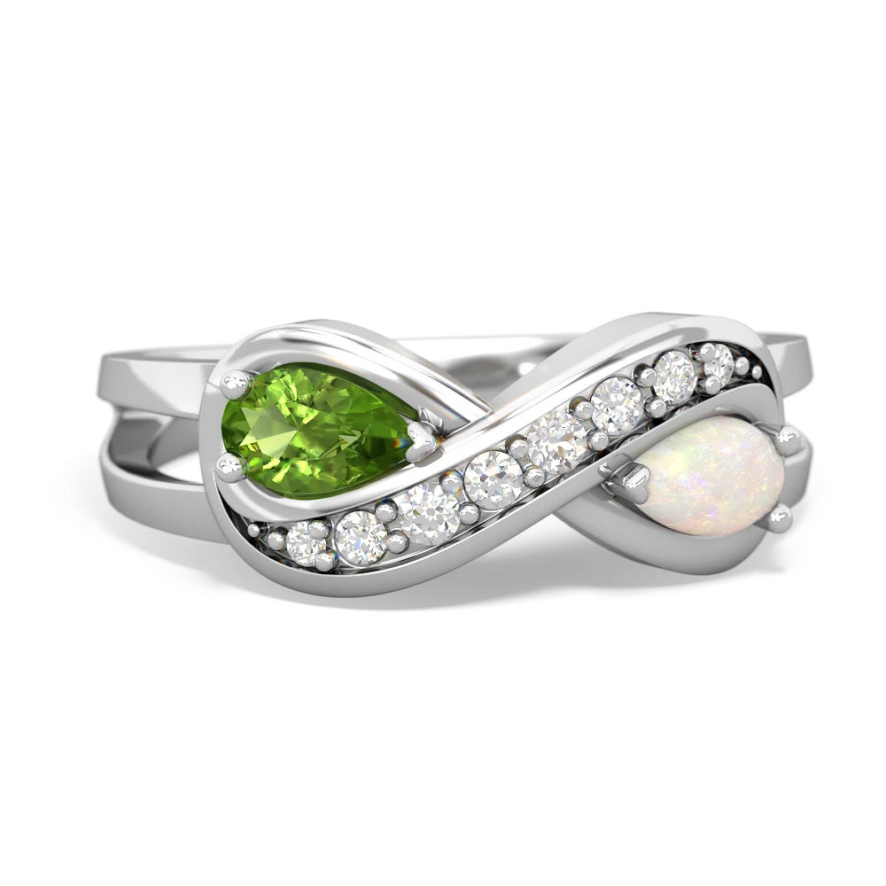 Peridot Diamond Infinity 14K White Gold ring R5390