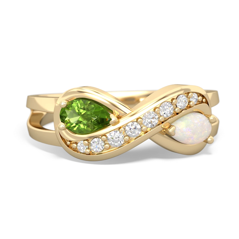 Peridot Diamond Infinity 14K Yellow Gold ring R5390