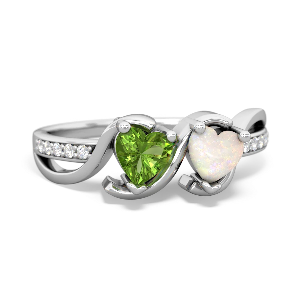 Peridot Side By Side 14K White Gold ring R3090