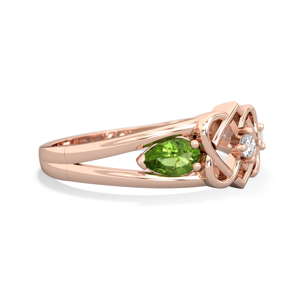 Peridot Hearts Intertwined 14K Rose Gold ring R5880