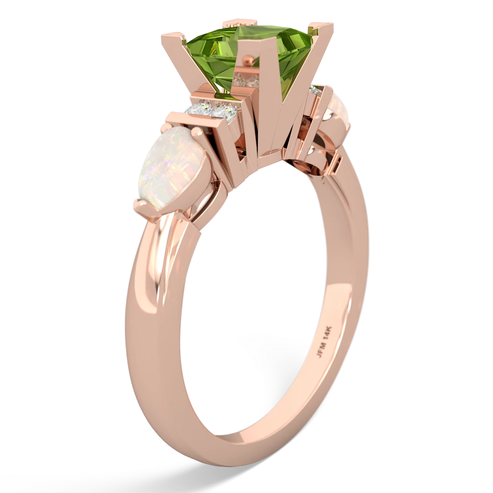 Peridot 6Mm Princess Eternal Embrace Engagement 14K Rose Gold ring C2002