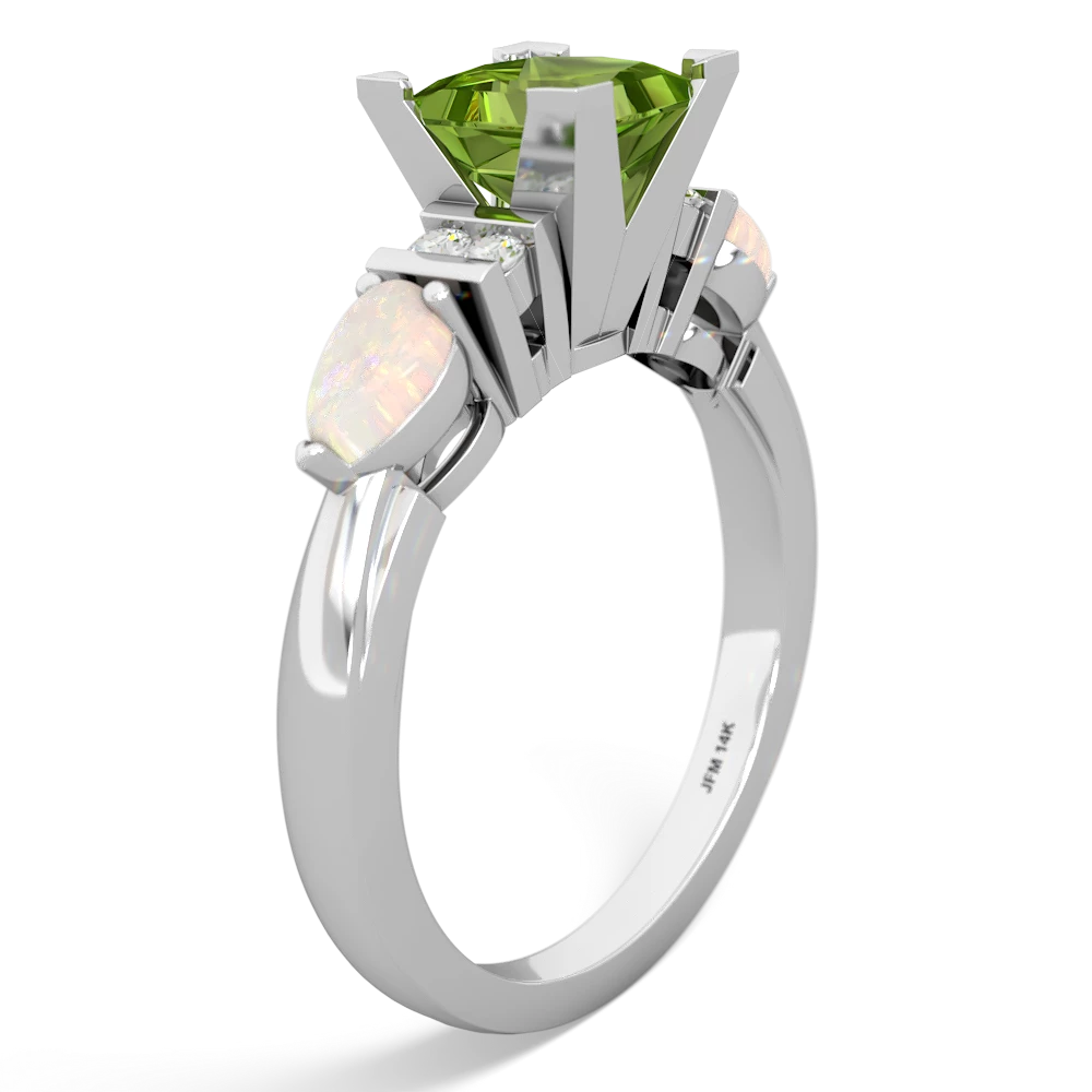 Peridot 6Mm Princess Eternal Embrace Engagement 14K White Gold ring C2002