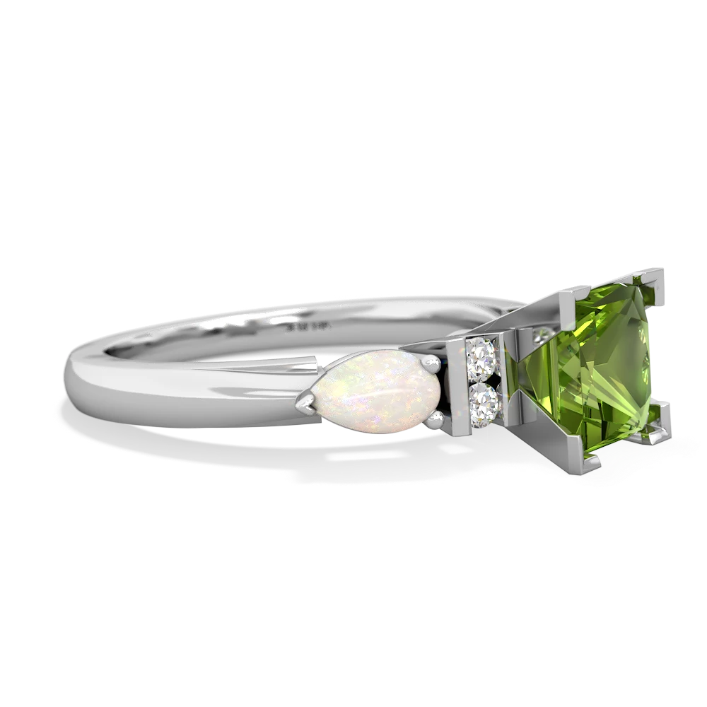 Peridot 6Mm Princess Eternal Embrace Engagement 14K White Gold ring C2002