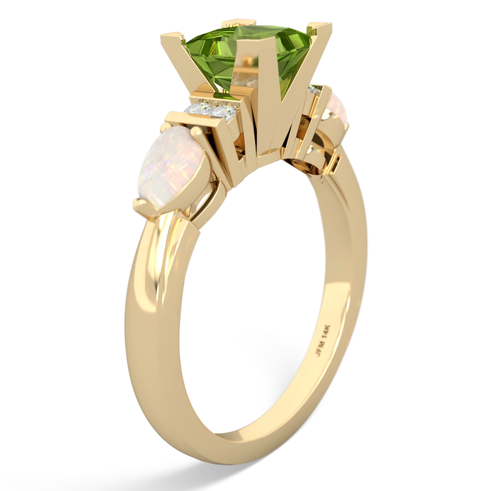 Peridot 6Mm Princess Eternal Embrace Engagement 14K Yellow Gold ring C2002