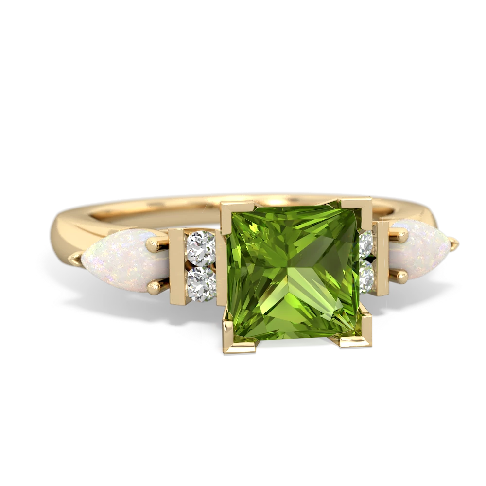 Peridot 6Mm Princess Eternal Embrace Engagement 14K Yellow Gold ring C2002