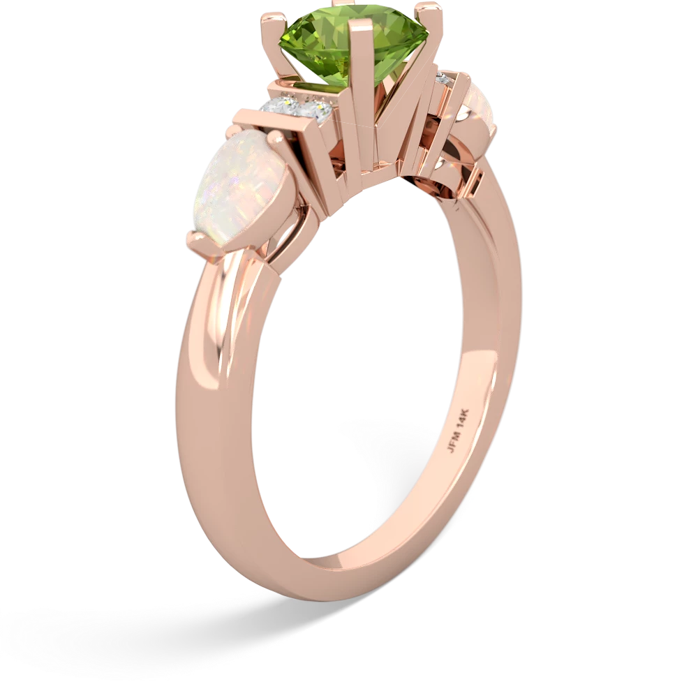 Peridot 6Mm Round Eternal Embrace Engagement 14K Rose Gold ring R2005