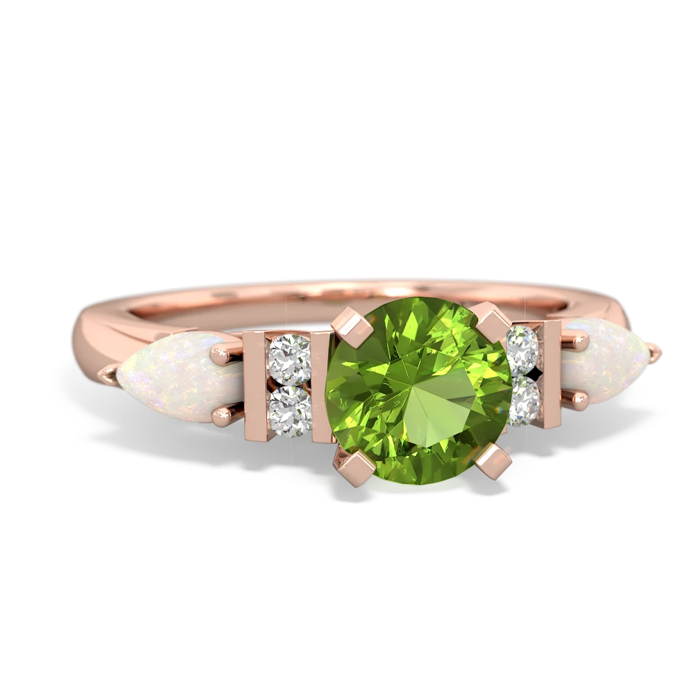 Peridot 6Mm Round Eternal Embrace Engagement 14K Rose Gold ring R2005