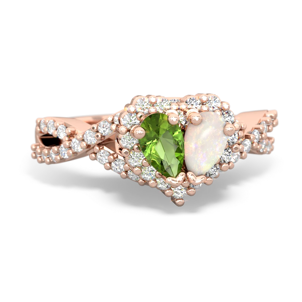 Peridot Diamond Twist 'One Heart' 14K Rose Gold ring R2640HRT