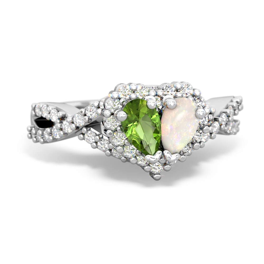 Peridot Diamond Twist 'One Heart' 14K White Gold ring R2640HRT