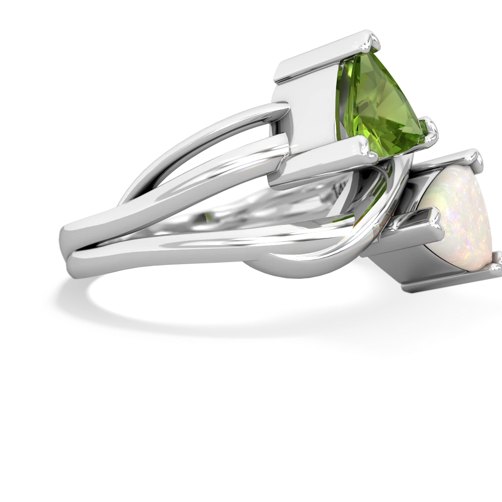 Peridot Split Band Swirl 14K White Gold ring R2341