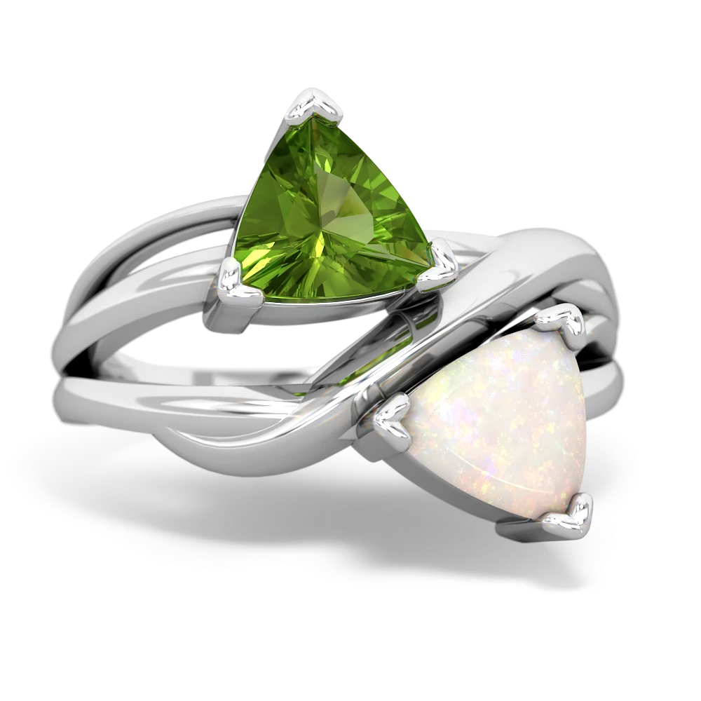 Peridot Split Band Swirl 14K White Gold ring R2341