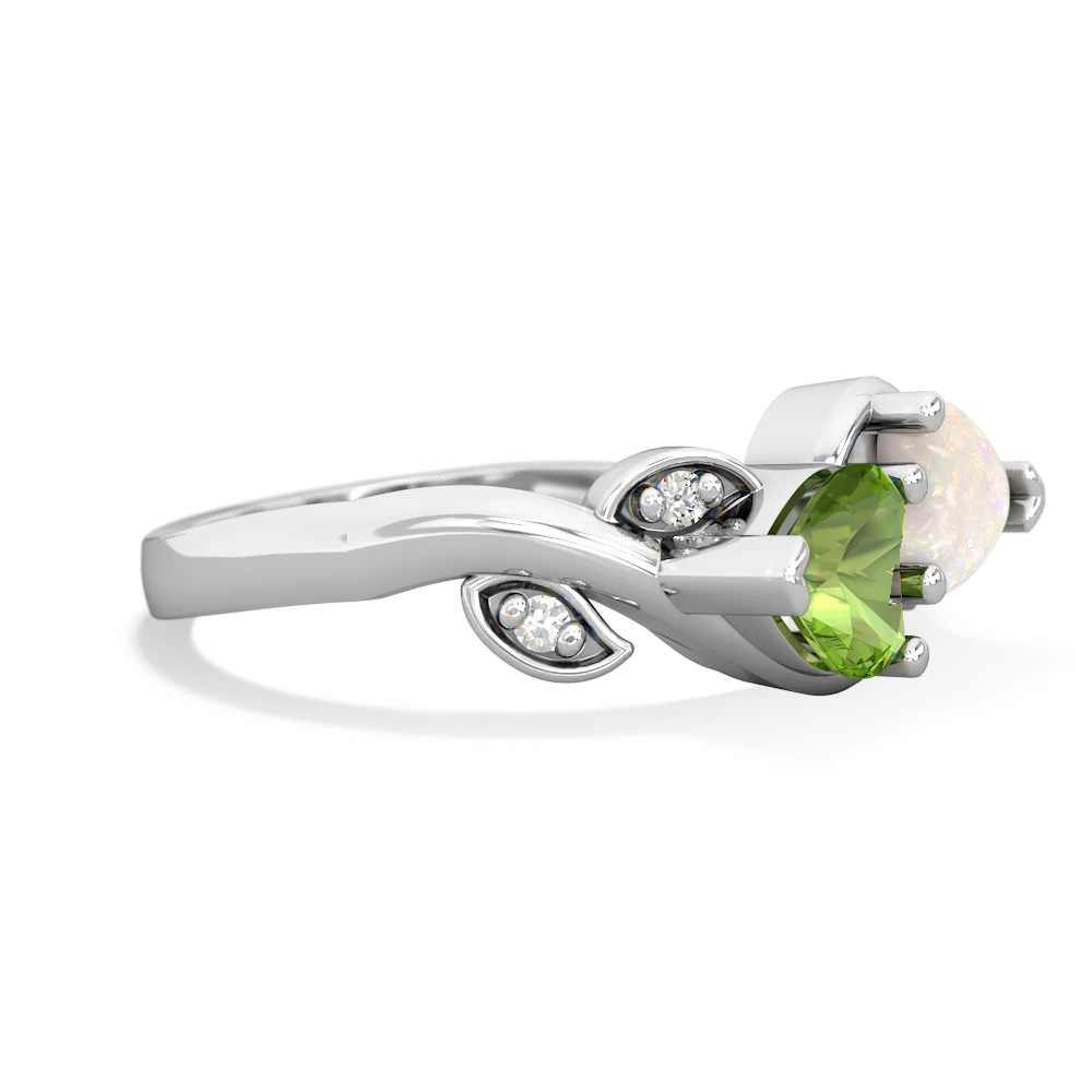 Peridot Floral Elegance 14K White Gold ring R5790