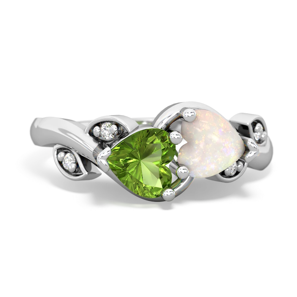 Peridot Floral Elegance 14K White Gold ring R5790