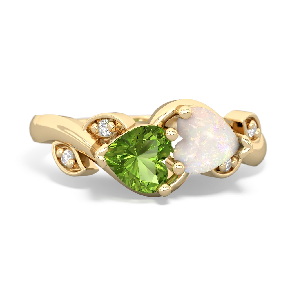 Peridot Floral Elegance 14K Yellow Gold ring R5790