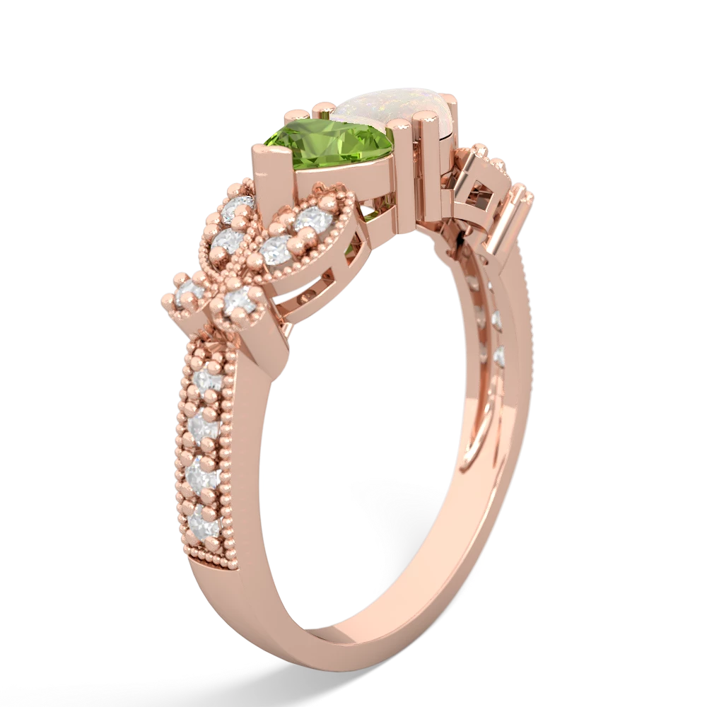 Peridot Diamond Butterflies 14K Rose Gold ring R5601