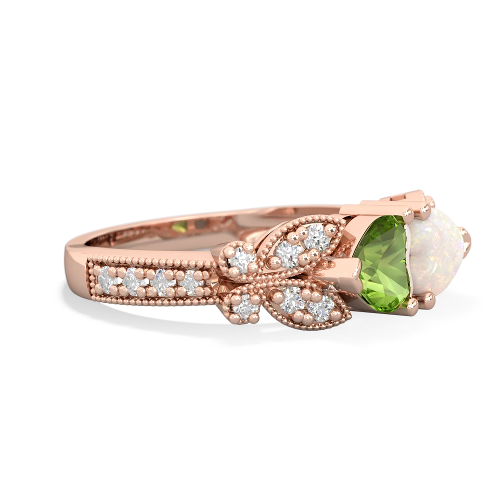 Peridot Diamond Butterflies 14K Rose Gold ring R5601