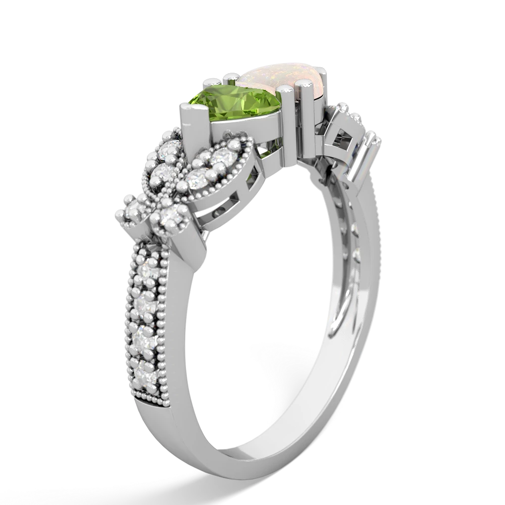 Peridot Diamond Butterflies 14K White Gold ring R5601