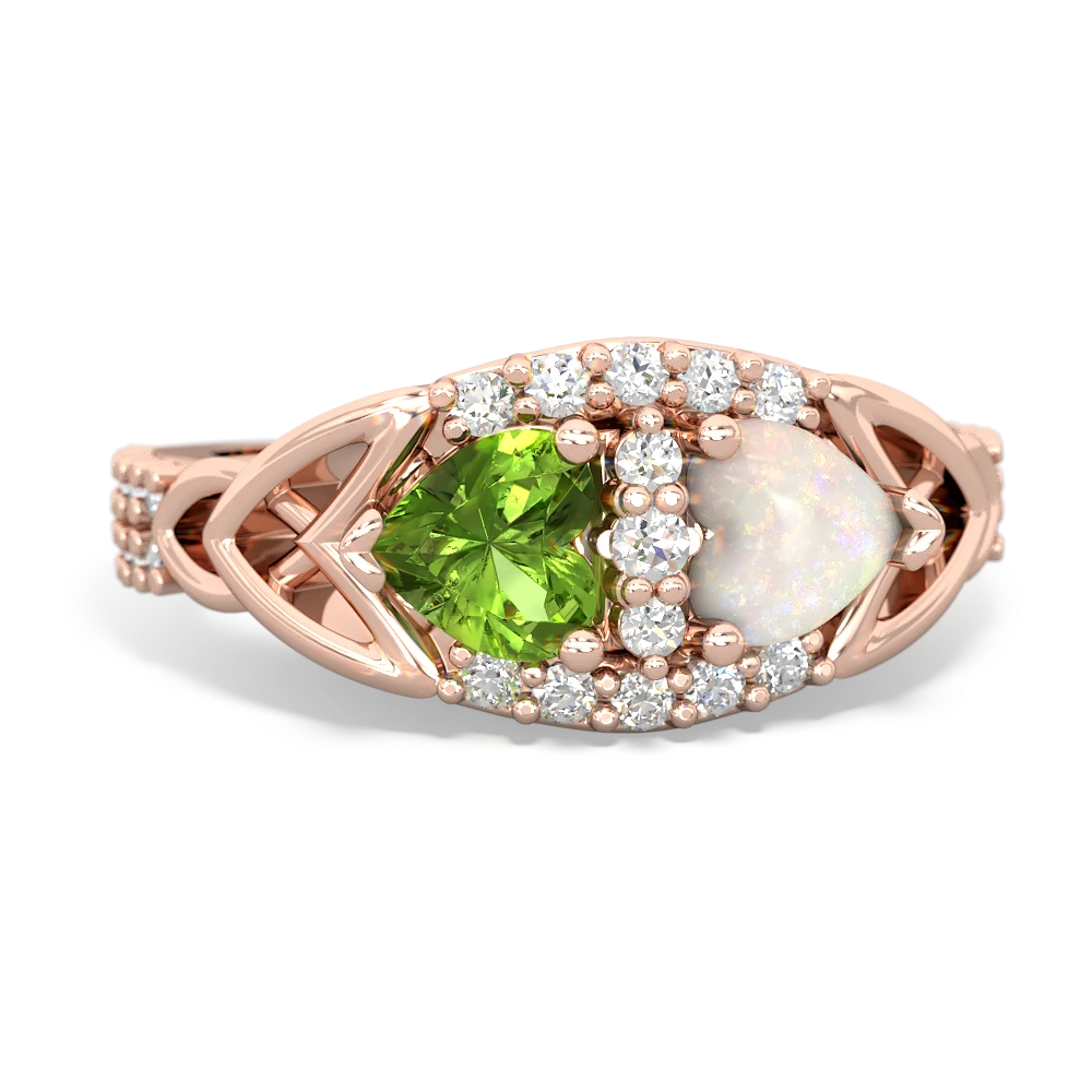 Peridot Sparkling Celtic Knot 14K Rose Gold ring R2645