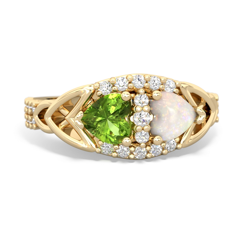 Peridot Sparkling Celtic Knot 14K Yellow Gold ring R2645