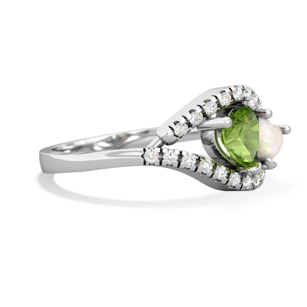 Peridot Mother And Child 14K White Gold ring R3010