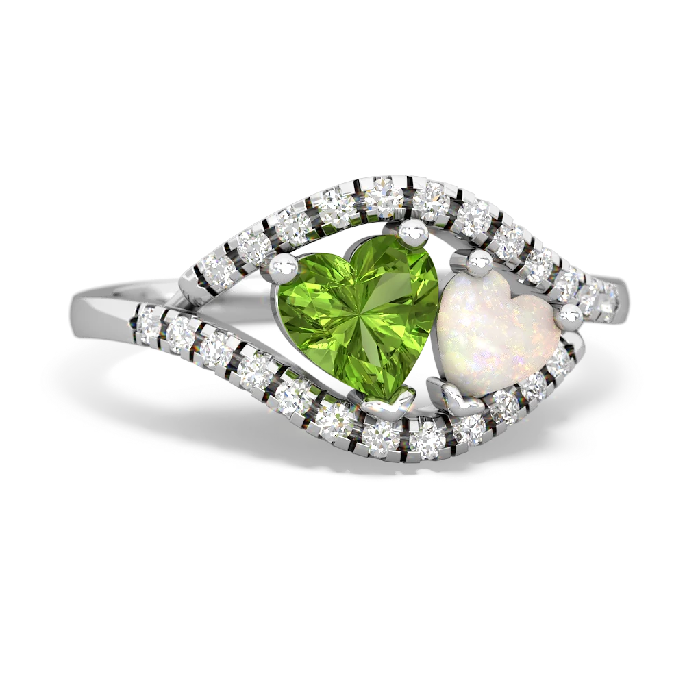 Peridot Mother And Child 14K White Gold ring R3010
