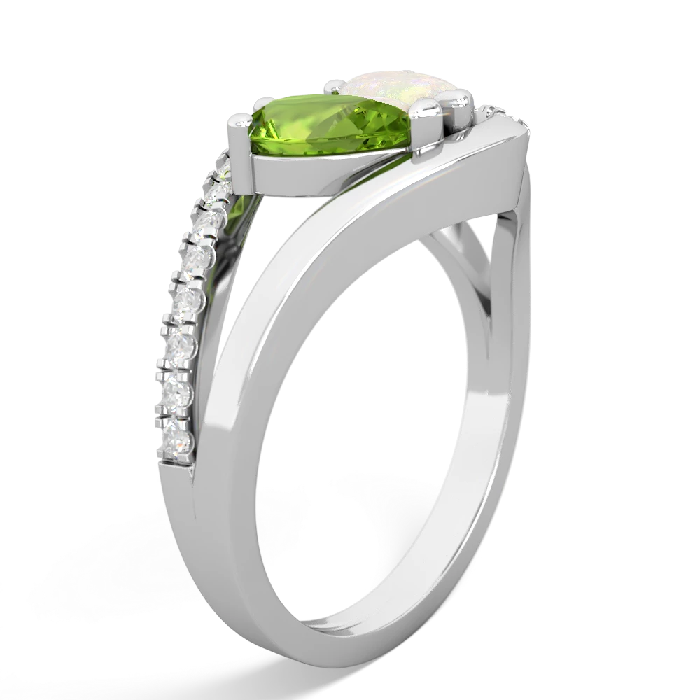 Peridot Nestled Heart Keepsake 14K White Gold ring R5650