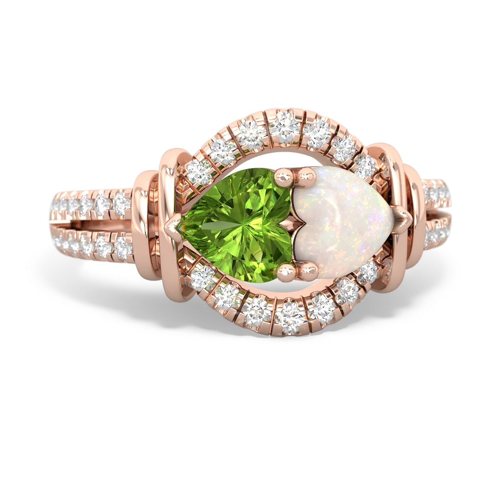 Peridot Art-Deco Keepsake 14K Rose Gold ring R5630