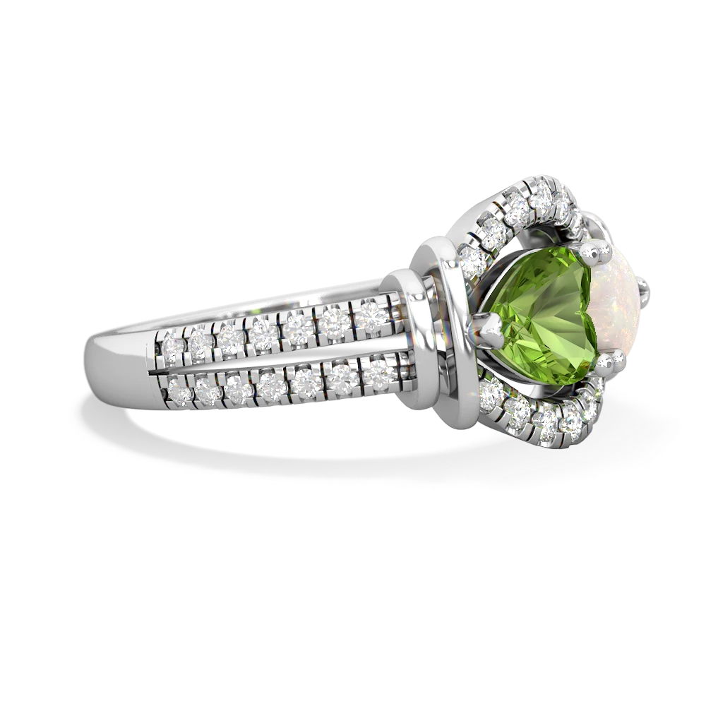 Peridot Art-Deco Keepsake 14K White Gold ring R5630