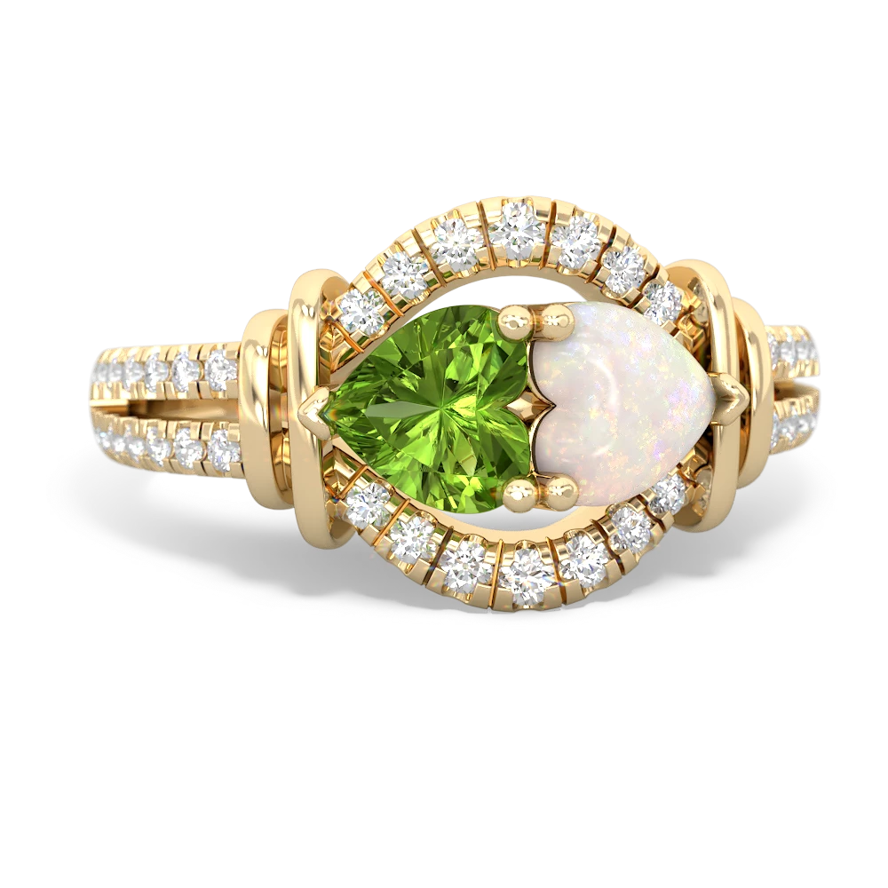 Peridot Art-Deco Keepsake 14K Yellow Gold ring R5630