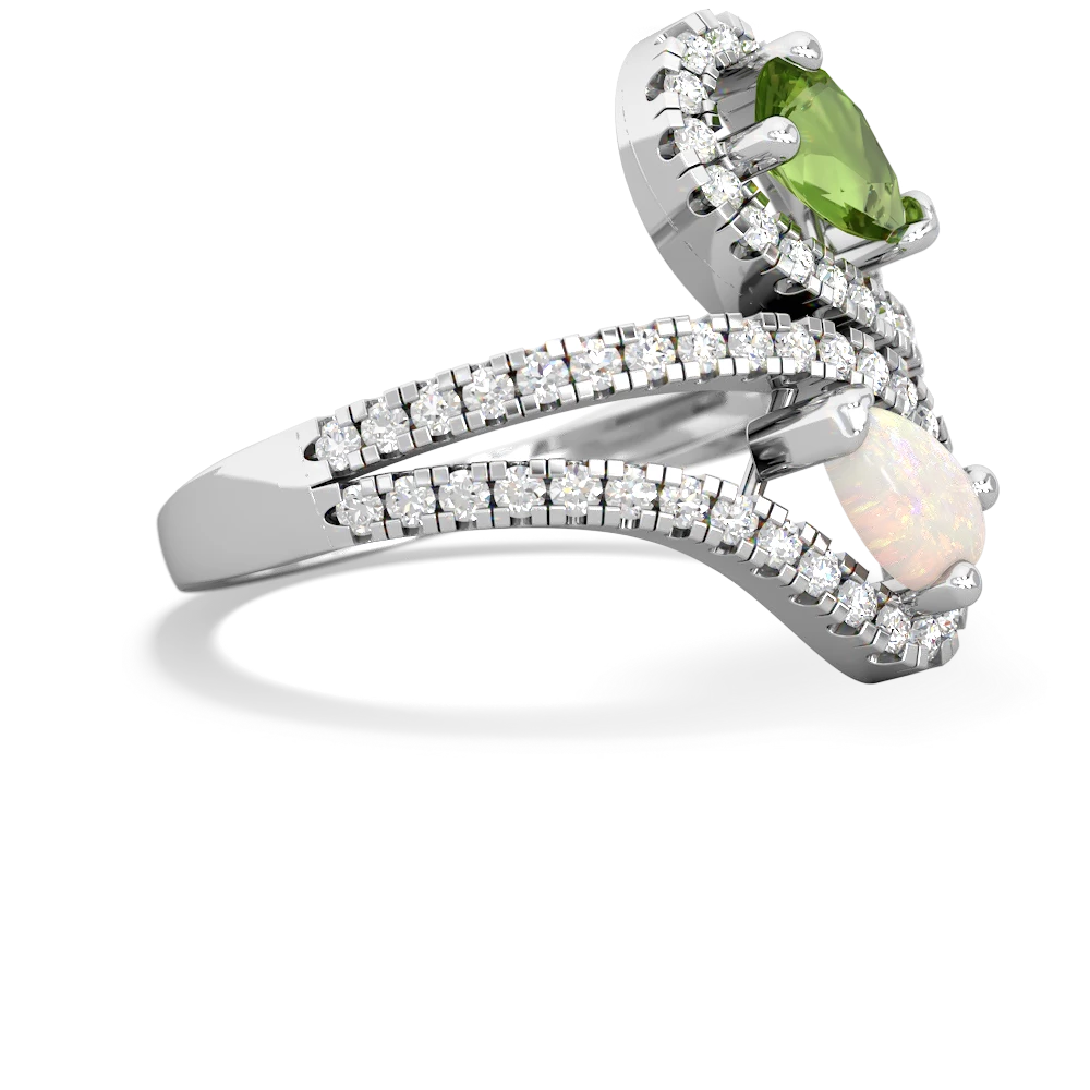 Peridot Diamond Dazzler 14K White Gold ring R3000