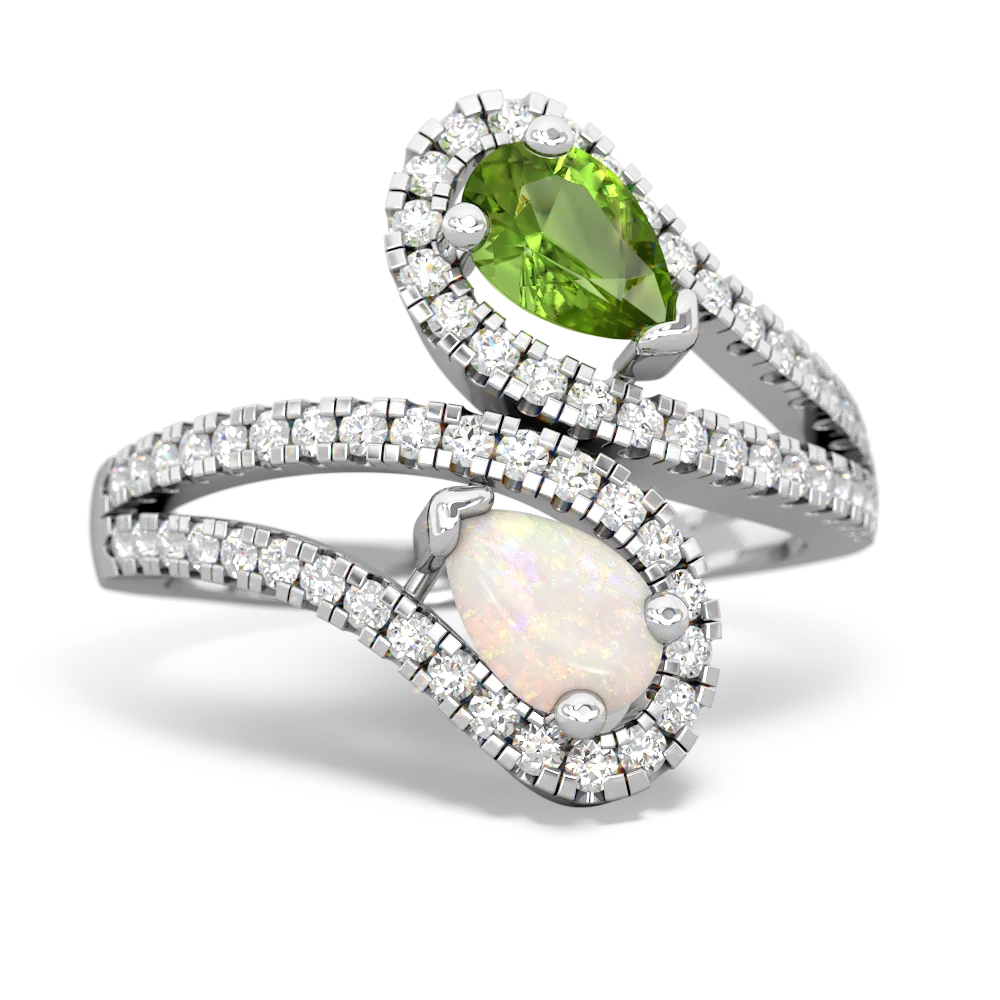 Peridot Diamond Dazzler 14K White Gold ring R3000