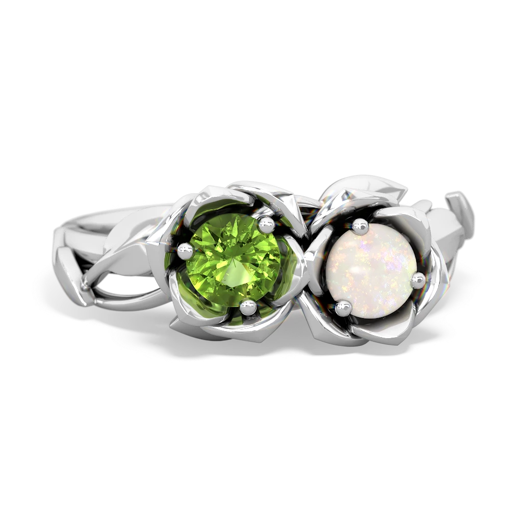 Peridot Rose Garden 14K White Gold ring R5510