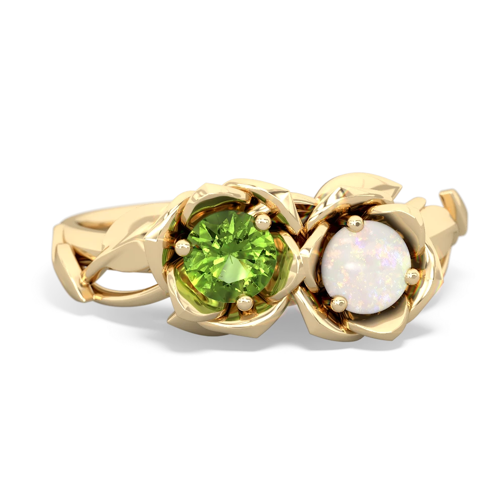 Peridot Rose Garden 14K Yellow Gold ring R5510