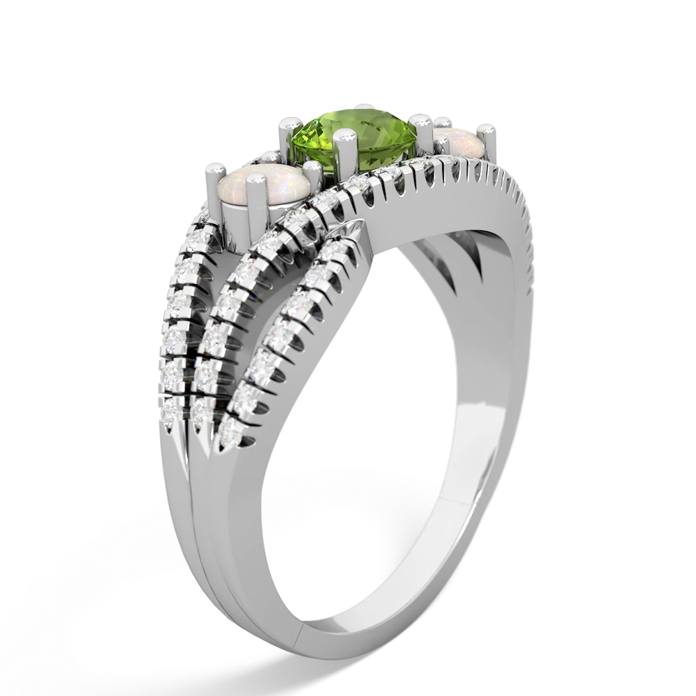 Peridot Three Stone Aurora 14K White Gold ring R3080