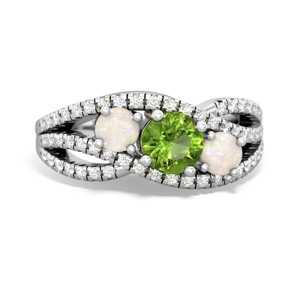 Peridot Three Stone Aurora 14K White Gold ring R3080