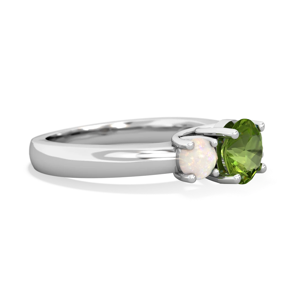 Peridot Three Stone Round Trellis 14K White Gold ring R4018