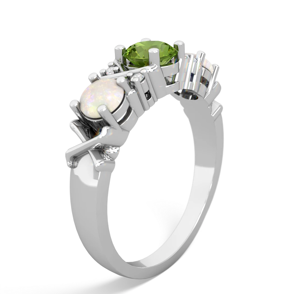 Peridot Hugs And Kisses 14K White Gold ring R5016